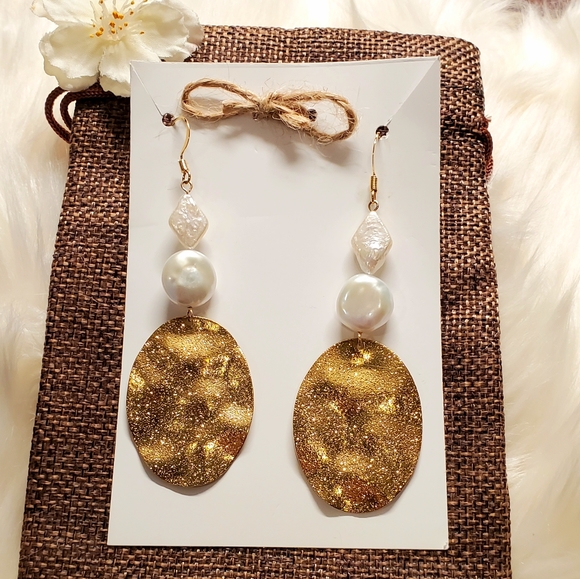 NEW Genuine Pearl Gold Boho Earrings - Picture 9 of 11